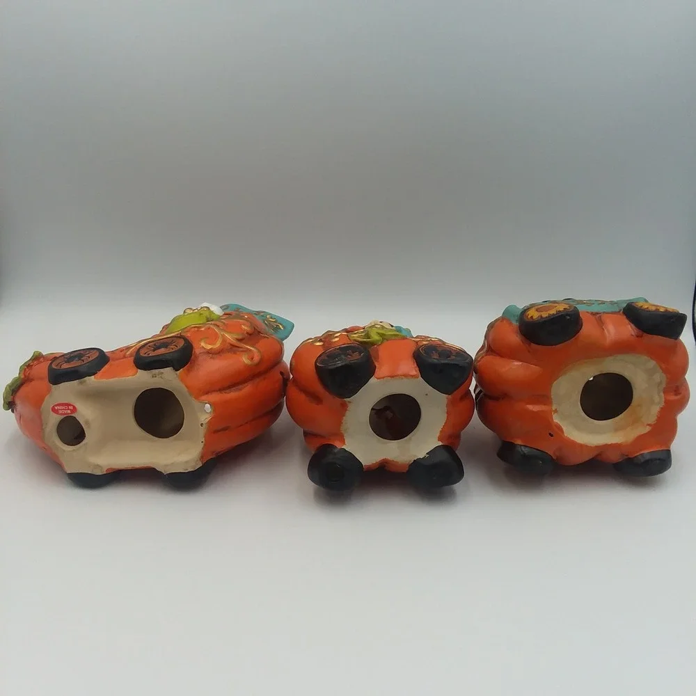 Cracker Barrel Pumpkin Train Set Halloween‎ Decor Witch Ghost Cat